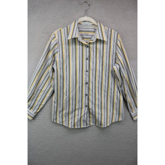 Foxcroft Wrinkle-Free Shaped Fit Button-Up Blouse-Size Large - Picture 1 of 11